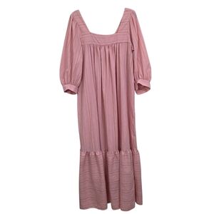 Christy Dawn Bianca Dress Pink Striped Boho Upcycled Fabric Maxi Size Large